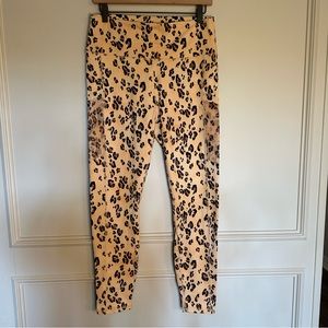 Fabletics Women’s Power Hold Cheetah Print Leggings with Mesh Pockets on Legs